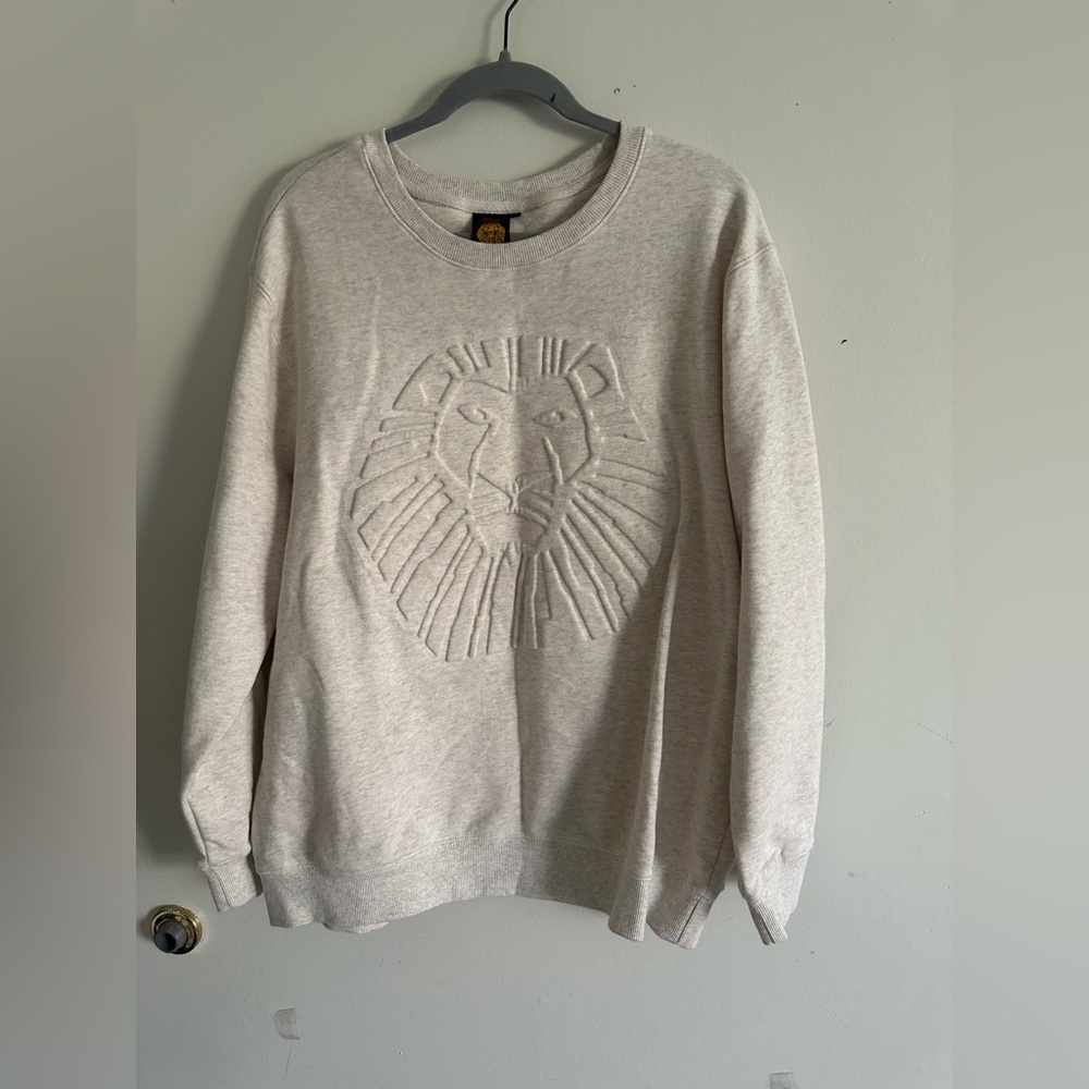 The Lion King Embossed Graphic Sweatshirt Oatmeal Heather Crewneck unisex sz XL - Picture 2 of 11
